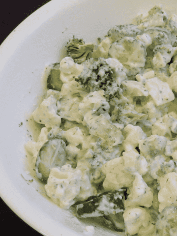 The BEST easy cauliflower broccoli salad recipe