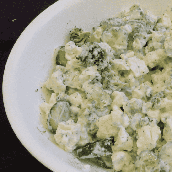 The BEST easy cauliflower broccoli salad recipe