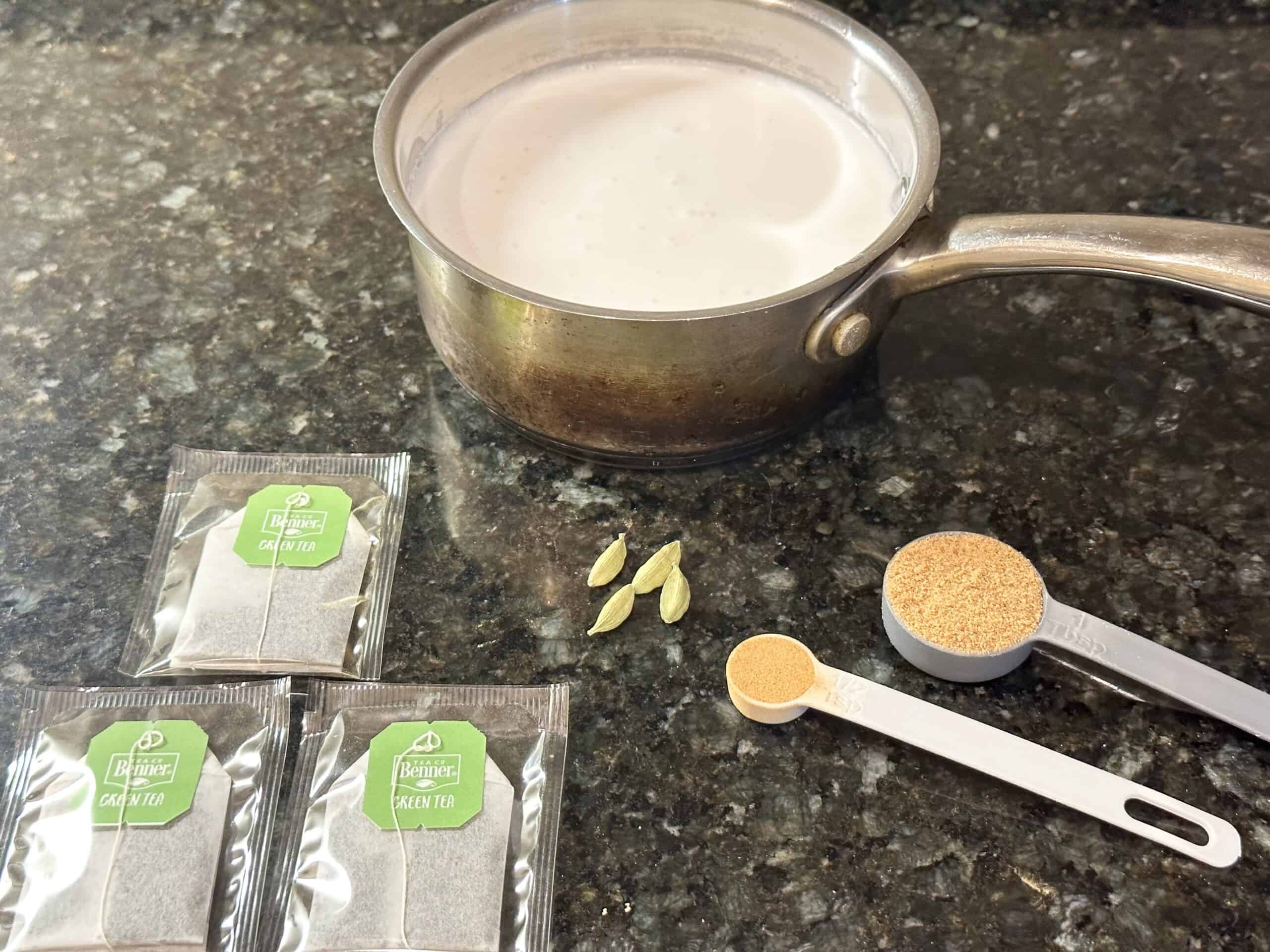 Ingredients for the almond milk tea