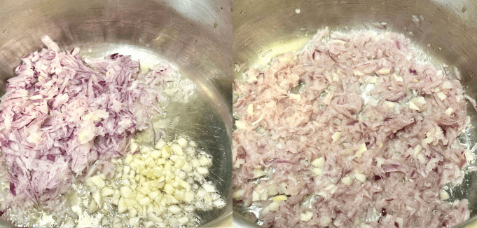 Sauteing onion and garlic.