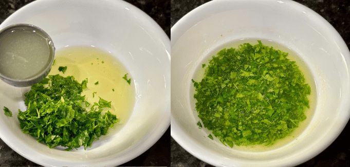 Chopped parsley mixed with oil and lemon juice.
